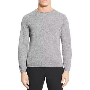THEORY Mens Sweater XXL Gray Pullover Crew Peppered Knit Cotton Blend NARE $225